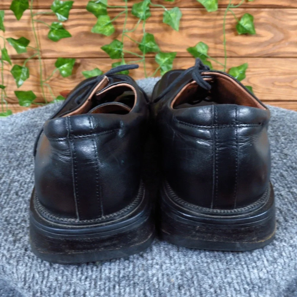 Aldo Men Square Toe Oxford Shoes Sz 44 Dress Formal Black Leather Made in Italy